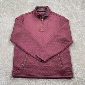 Magaschoni Mens Quarter Zip Quilted Pullover Burgundy Maroon Size Medium